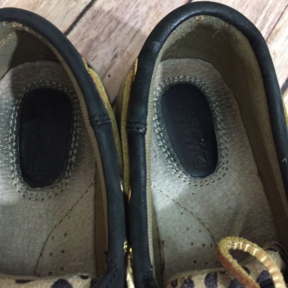 Sperry Black with leopard print shoes size 5.5 - Picture 3 of 6